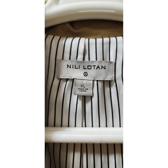 Nili Lotan Women's XL Classic Tan Double Breasted Belted Trench Coat Luxury Chic - Picture 7 of 8